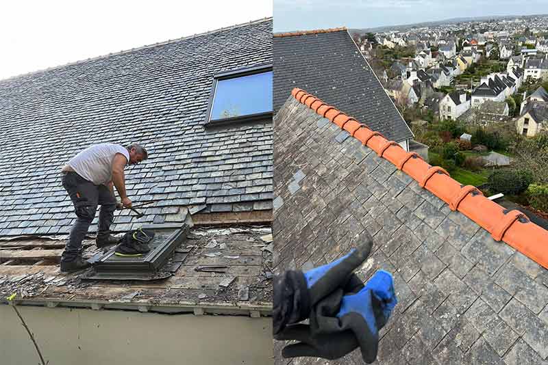 Travaux de couverture - TECHNIQUE PRO COUVERTURE : artisan couvreur - Travaux de couverture, faîtage en neuf et rénovation. intervention fuite toiture. Dépannage urgent de votre couverture ! Pose de fenêtre de toit velux. Rénovation de toiture en plaques amiantes sur bâtiment industriel .. sur Quimper… Finistère sud (29)