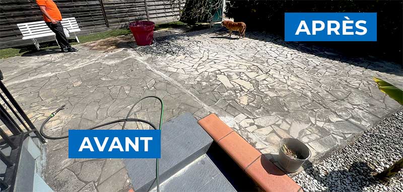 Nettoyage des extérieurs - TECHNIQUE PRO COUVERTURE  - Nettoyage des extérieurs : allée, dallage, pavé, muret, terrasse ... sur Quimper et dans le Finistère sud (29)