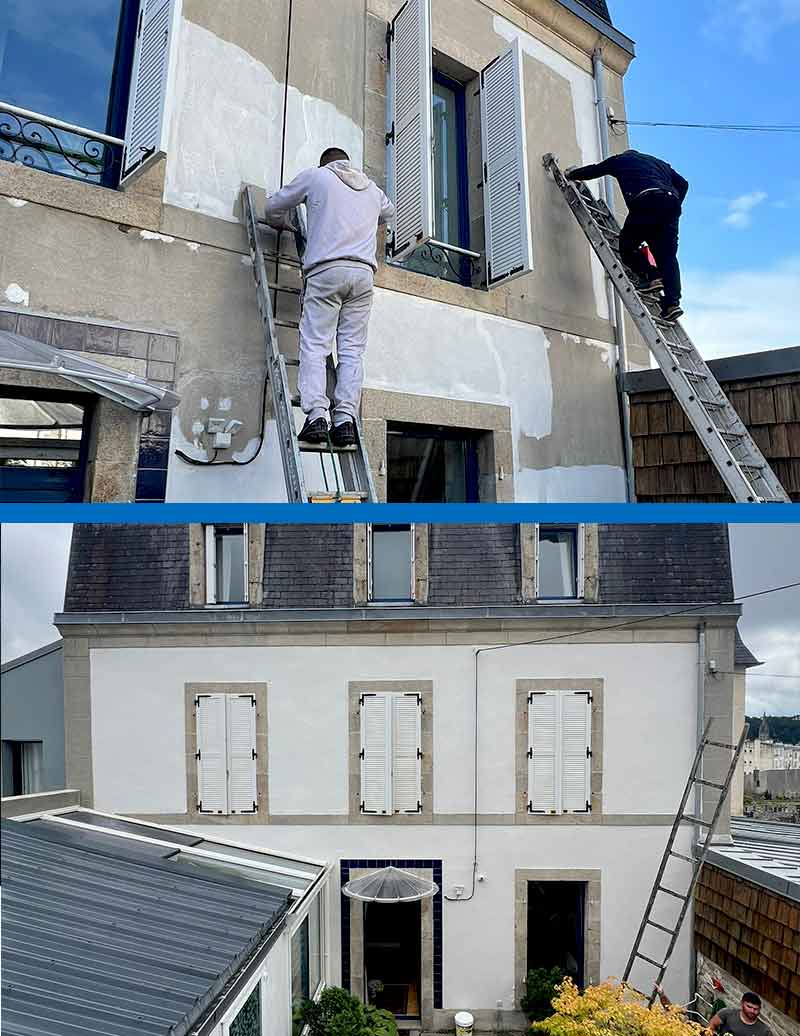 Nettoyage et peinture façade - TECHNIQUE PRO COUVERTURE : artisan peintre sur Quimper Finistère 29 - Nettoyage et peinture façade, traitement anti mousse, anti algues rouge, ravalement peinture façade, imperméabilisation façade sur Quimper, Finistère sud (29)
