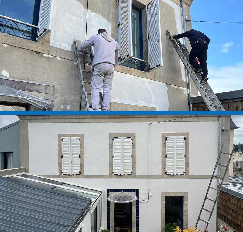 Nettoyage et peinture façade - TECHNIQUE PRO COUVERTURE : artisan peintre sur Quimper Finistère 29 - Nettoyage et peinture façade, traitement anti mousse, anti algues rouge, ravalement peinture façade, imperméabilisation façade sur Quimper, Finistère sud (29)
