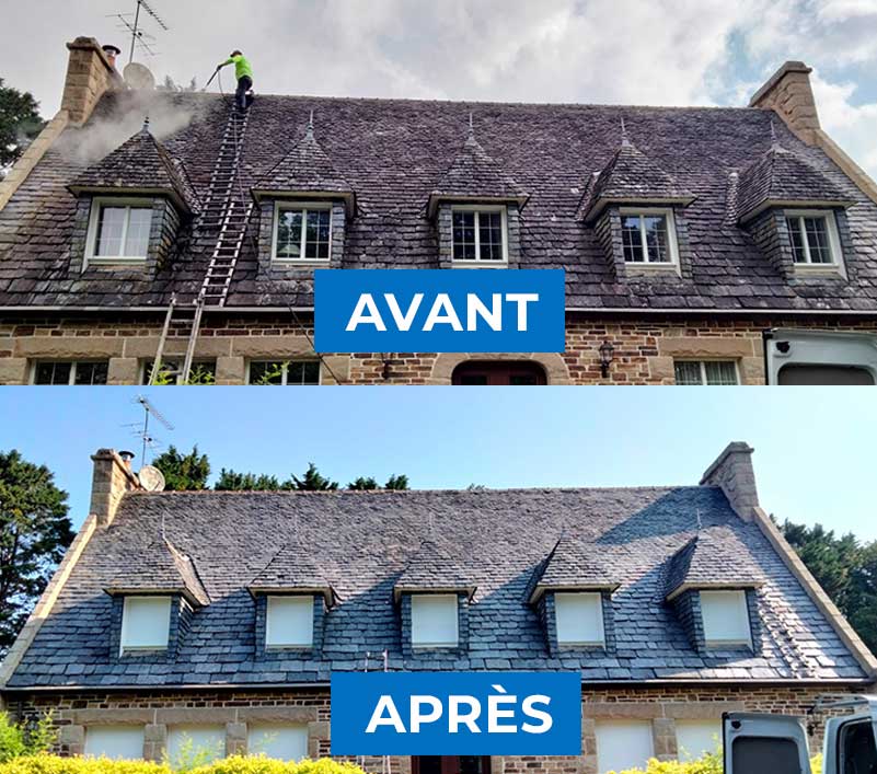 Nettoyage et démoussage toiture - TECHNIQUE PRO COUVERTURE : Artisan couvreur à Quimper et dans le Finistère sud (29) : Nettoyage, démoussage toiture, traitement anti mousse et application d’une peinture hydrofuge colorée pour toit sur Quimper … dans le Finistère sud (29)