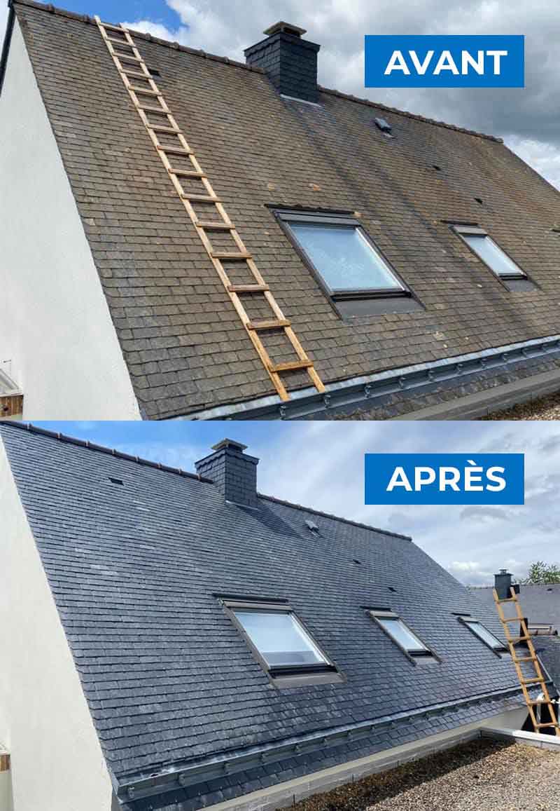 Nettoyage et démoussage toiture - TECHNIQUE PRO COUVERTURE : Artisan couvreur à Quimper et dans le Finistère sud (29) : Nettoyage, démoussage toiture, traitement anti mousse et application d’une peinture hydrofuge colorée pour toit sur Quimper … dans le Finistère sud (29)